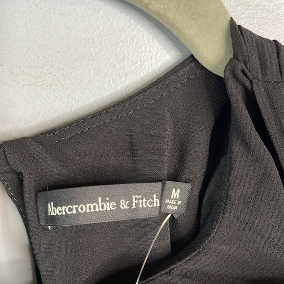 Abercrombie & Fitch NWT Draped Sheer Waist Maxi Dress Black High Neck Crepe M - Picture 9 of 13